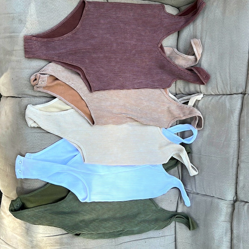 Green, brown,tan,beige,white body suits
